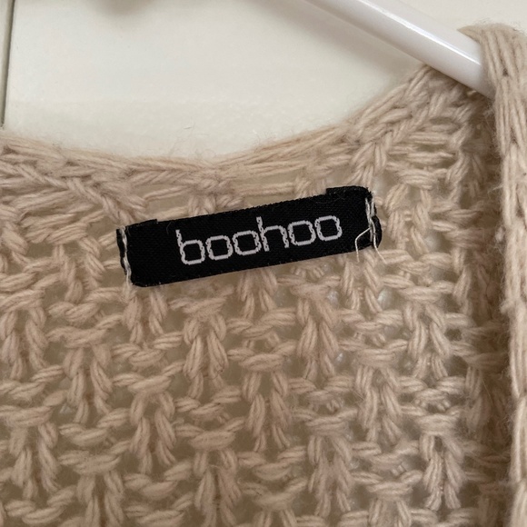 Boohoo Tan/Beige Boho Knit Cardigan Size M/L - Picture 3 of 15